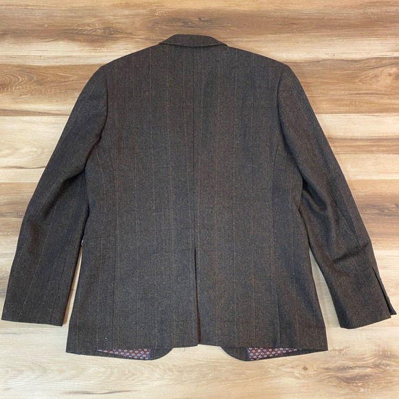 Cedar Wood State Sport Coat L 41-43 Brown Wool Tweed Herringbone 2 Button Blazer - Picture 14 of 15